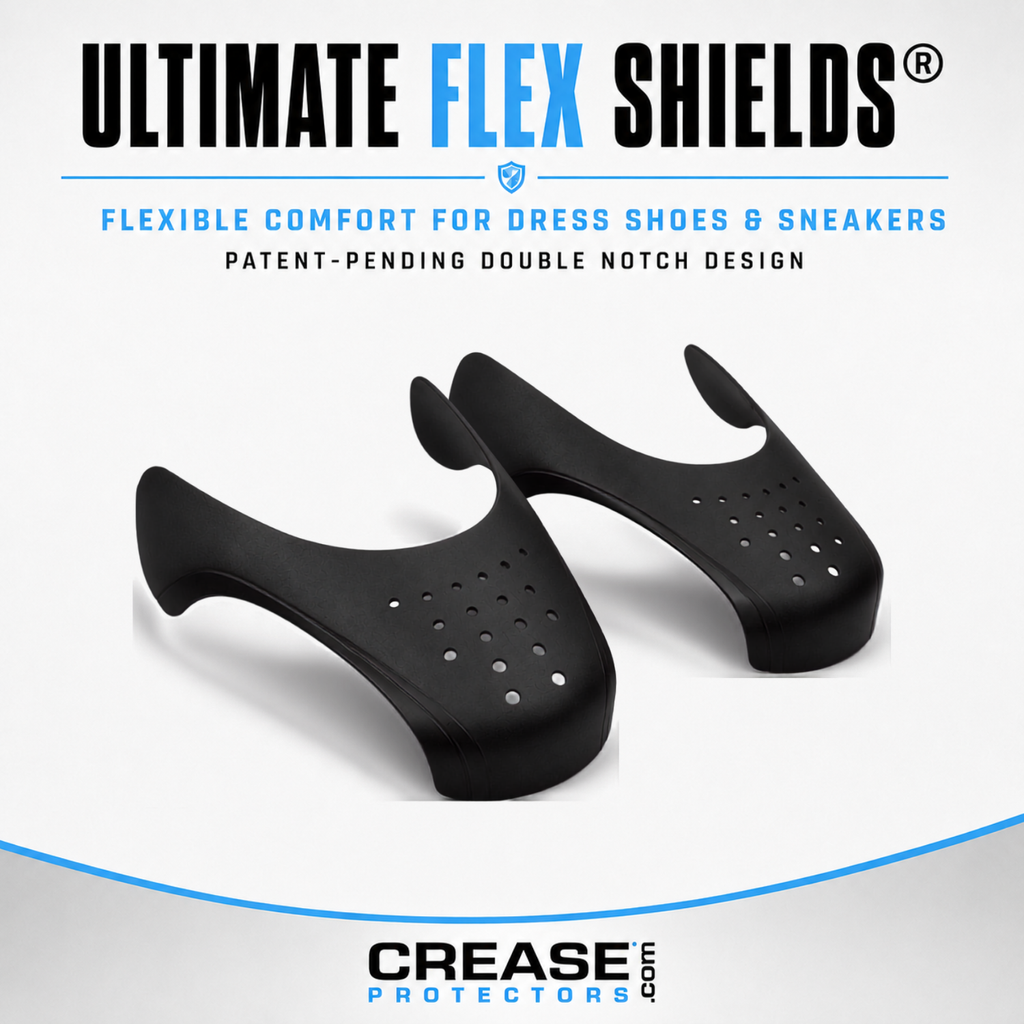 Ultimate Flex Shields flexible crease protectors for sneakers and dress shoes — shoe crease protectors by Crease Protectors