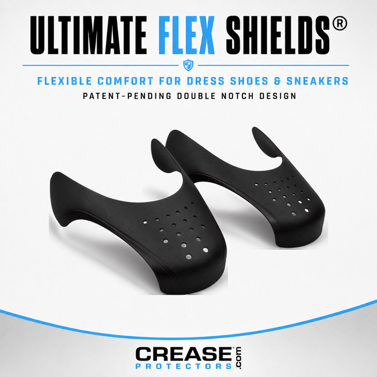 Ultimate Flex Shields flexible crease protectors for sneakers and dress shoes — shoe crease protectors by Crease Protectors